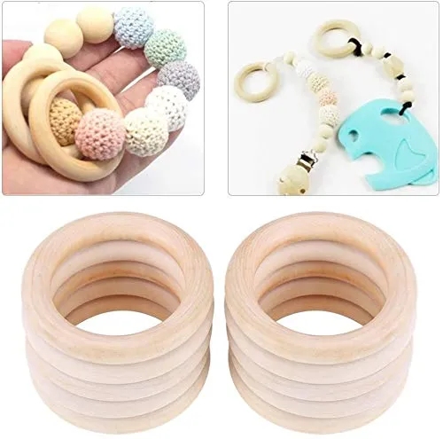 100 PCS 5 Sizes Natural Wood Rings, Unfinished Smooth Wooden Ring, Wood Circles forCraft, Ring Pendant and Connectors Jewelry Making (100pcs-5 Sizes)