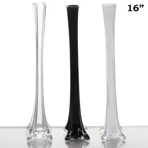 16" Clear Eiffel Tower Wedding Glass Vases -12pcs