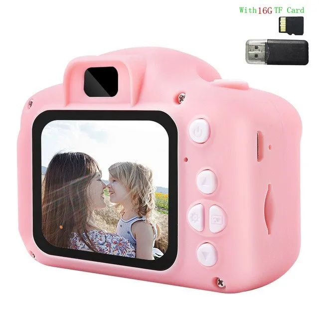 2 Inch HD 1080P Chargable Digital Mini Kids Camera Cartoon Cute Camera Toys Outdoor Photography Props for Child Birthday Gift