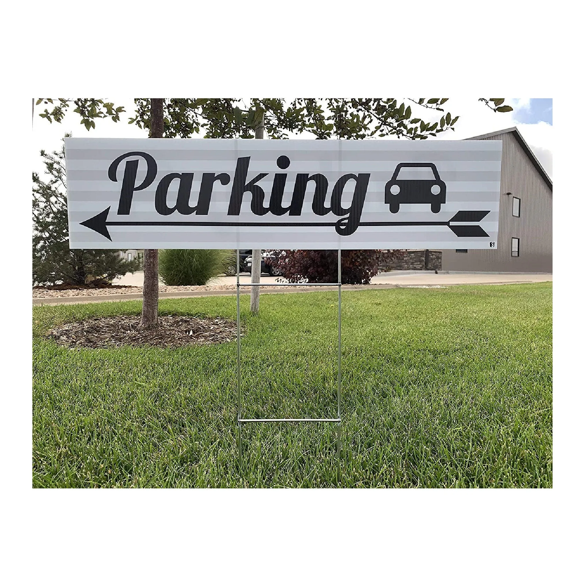 6 Pack Wedding Signs Gray And White Striped With Black Script 6x24 With H Stakes Use For Weddings