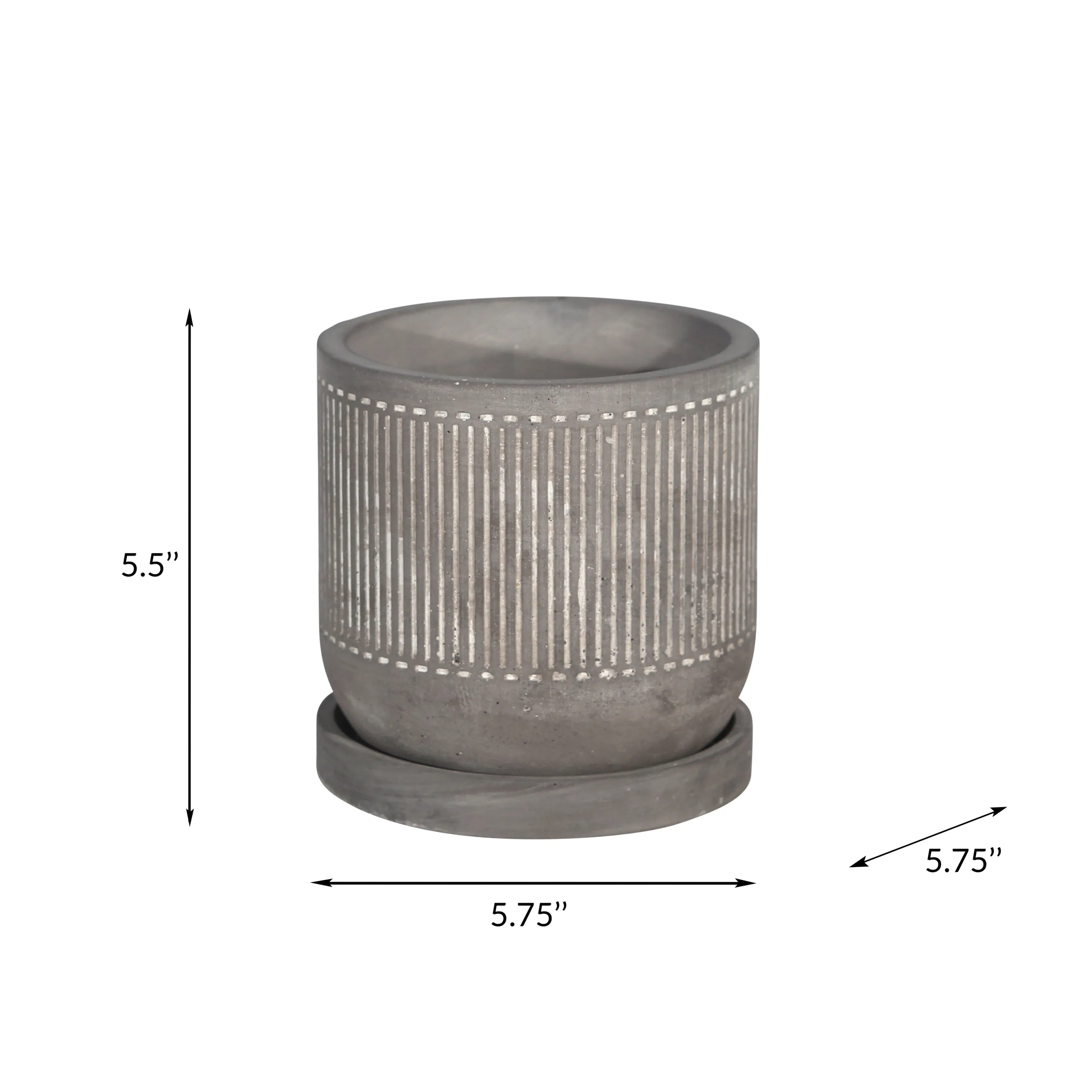 6" Line Pattern Plante with Saucer