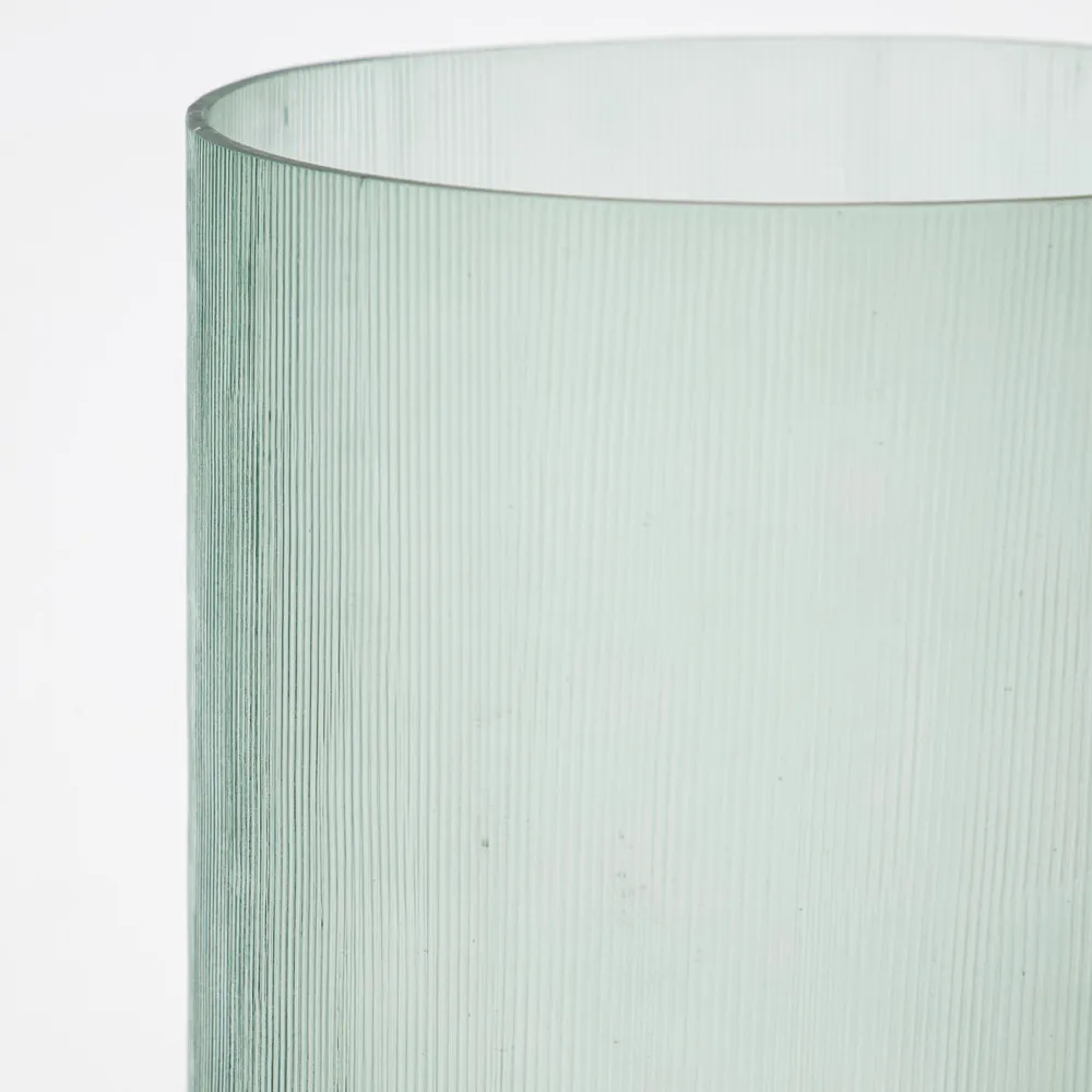 Amka Light Blue Ribbed Glass Vase 21cm