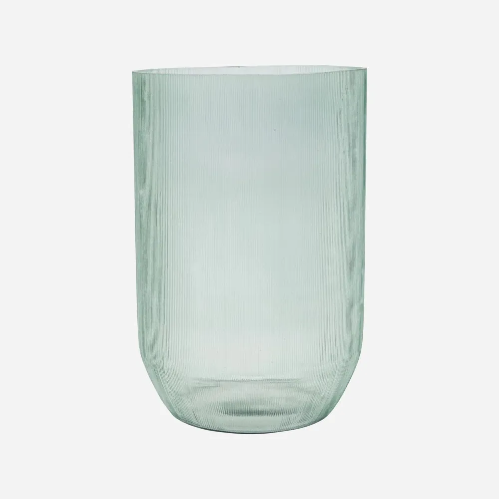 Amka Light Blue Ribbed Glass Vase 21cm