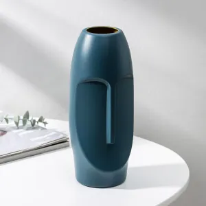 Ascension Flower Pot for Home Office Living Room Decoration Unbreakable Flower Vase/Flower Holder for Table Corner Decoration Modern Human Face Shaped Flower Pot Vases for Diwali Decoration (Blue)