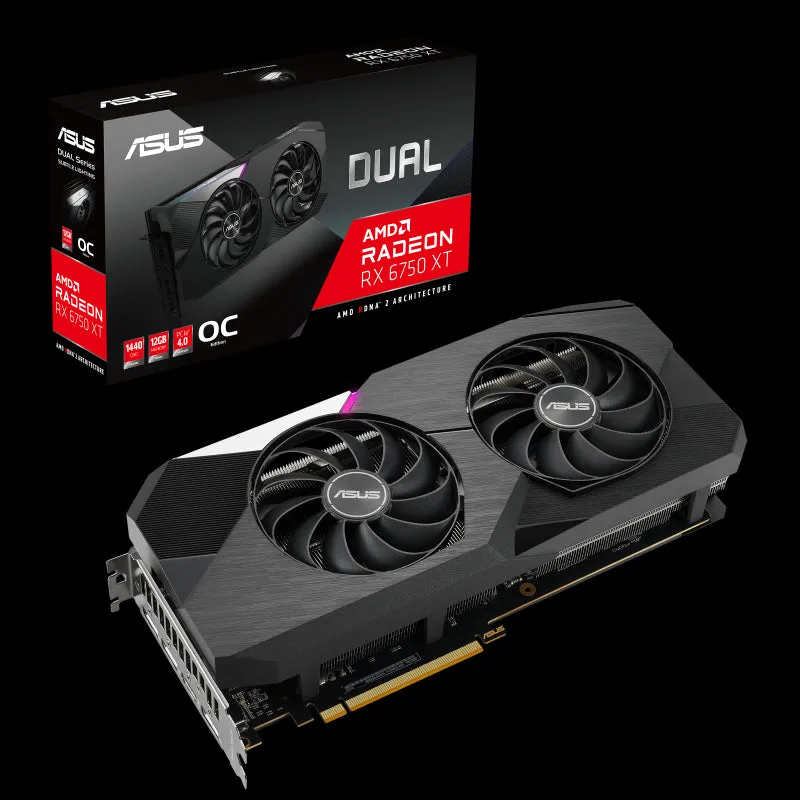 ASUS AMD Radeon DUAL-RX6750XT-O12G RX 6750 XT OC Edition 12GB GDDR6, 2618MHz Boost, PCIe 4.0. 1xHDMI 2.1, 3xDP 1.4a, RGB [PC]