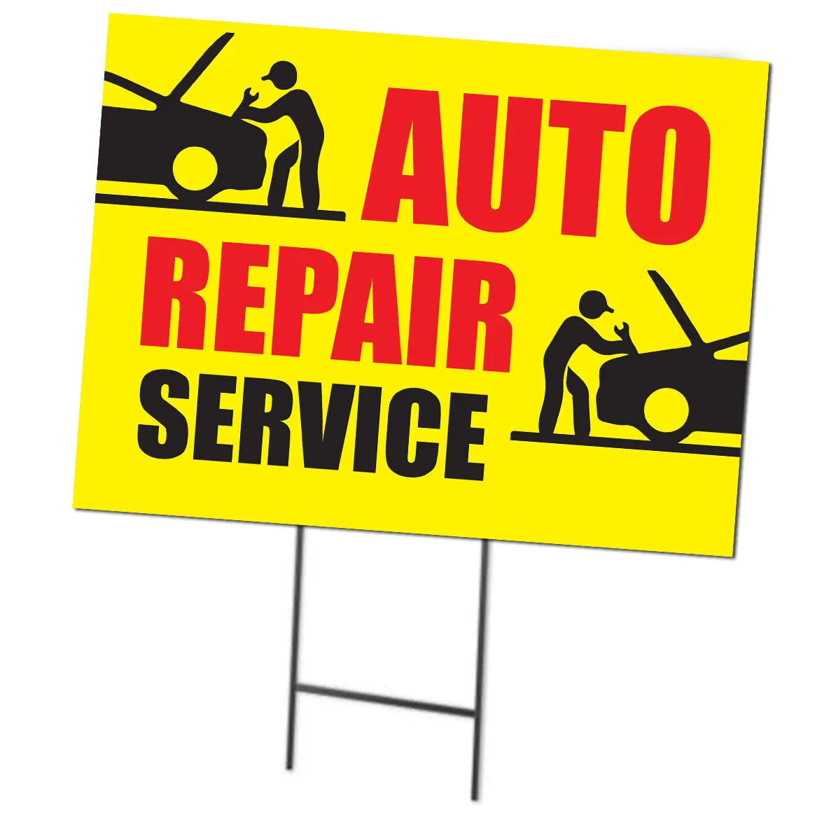 Auto Repair Service | Double Sided Sign with Metal Ground Stakes; 24"w x 18"h