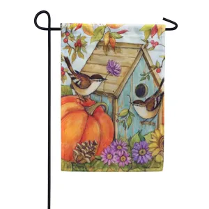 Autumn Birdhouse Chickadees Garden Flag