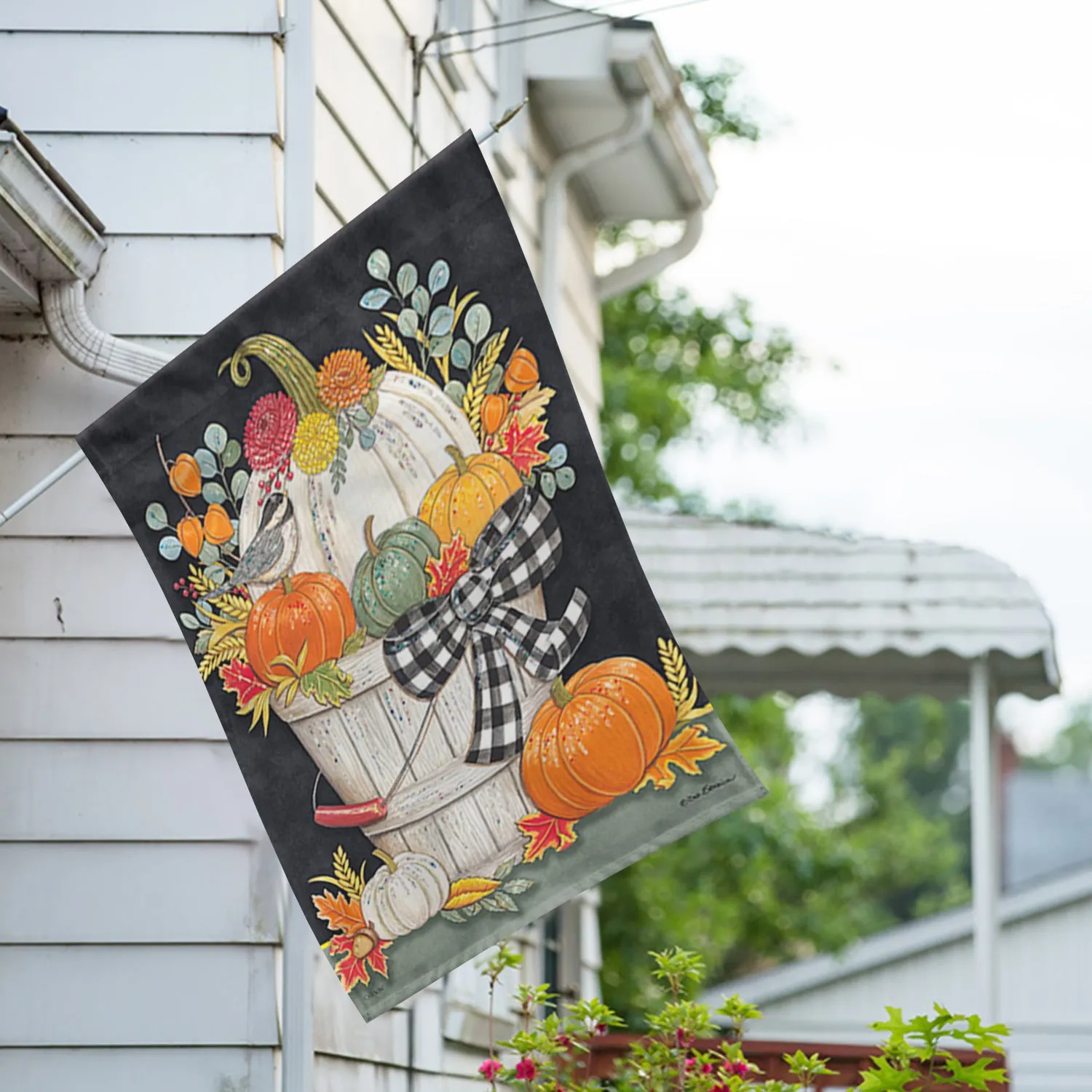 Autumn Bucket House Flag