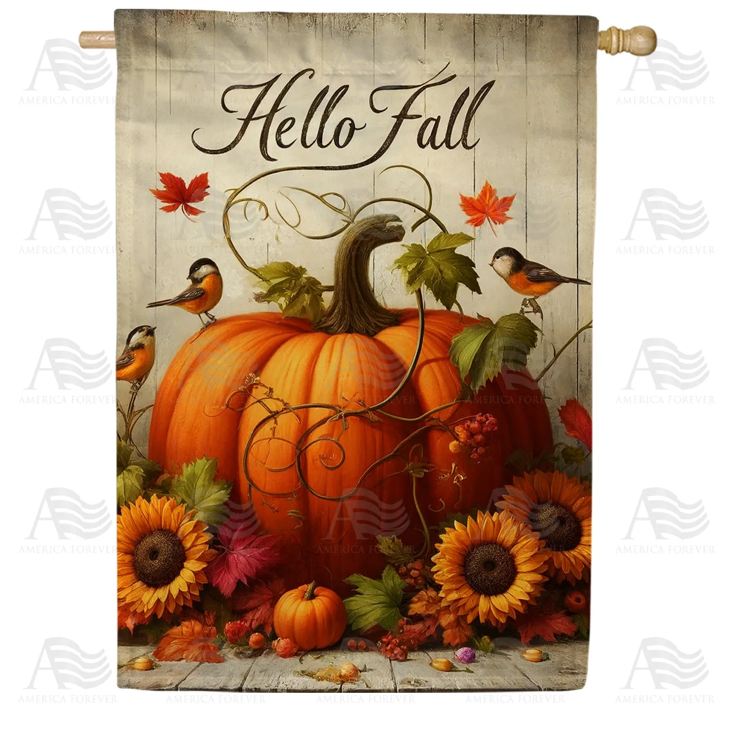 Autumn Pumpkin Welcome Double Sided House Flag