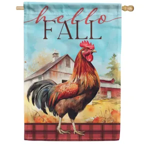 Autumn Rooster House Flag