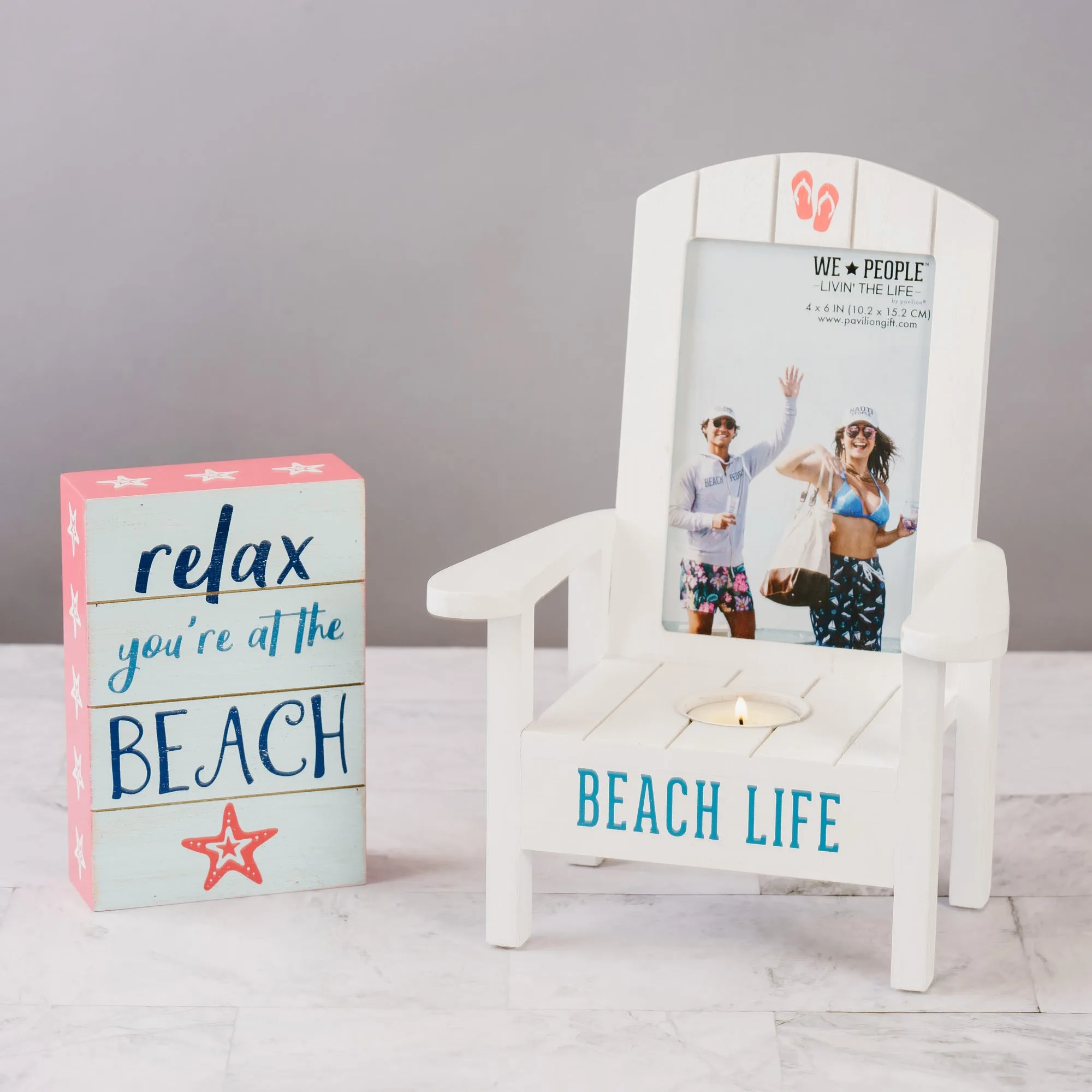 Beach Life Tealight Photo Frame (Holds 4" x 6" Photo)