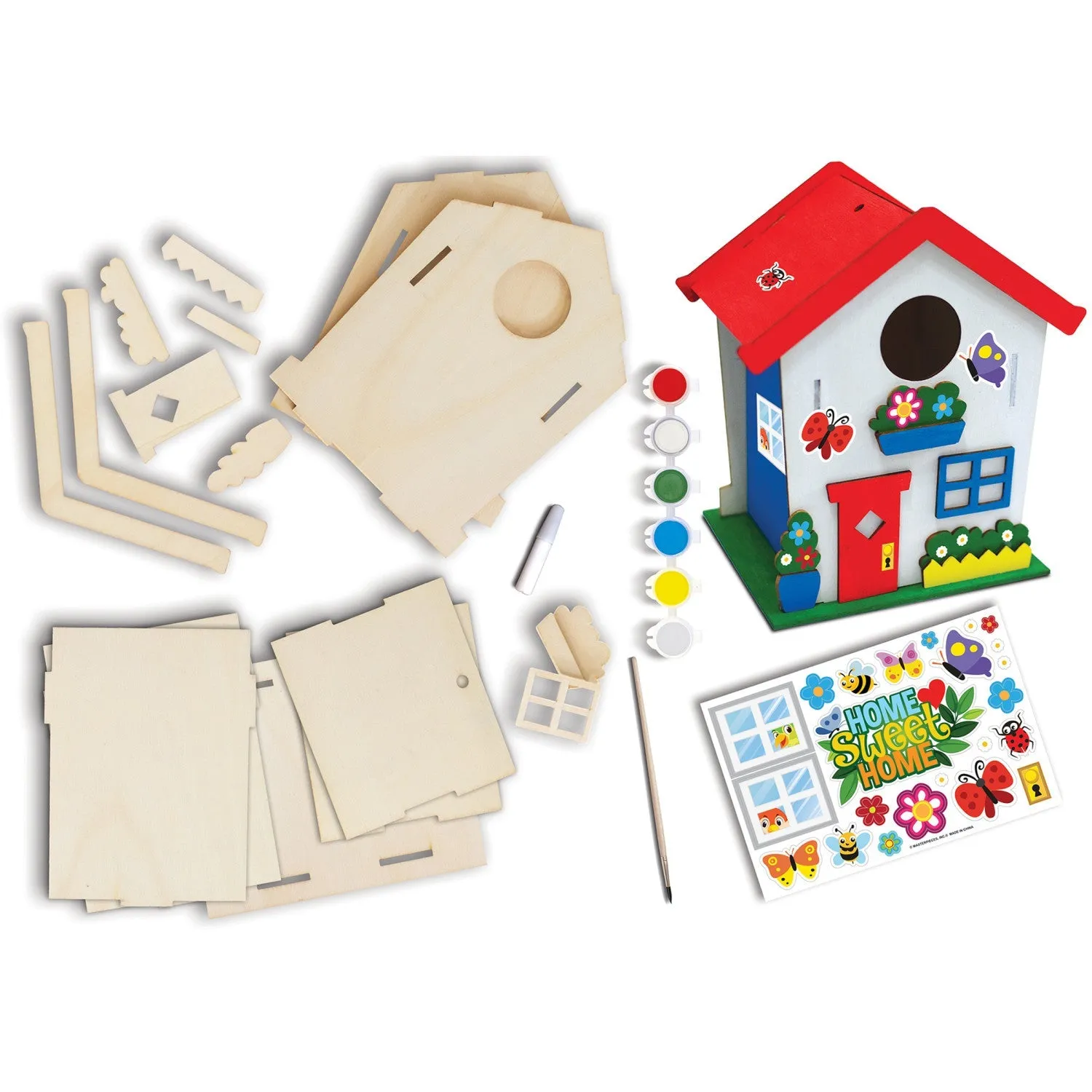 Birdhouse Buildable Wood Craft & Paint Kit