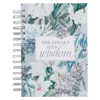 Book Journal Spiral Bound She Speaks With Wisdom Blue Floral Jlw167