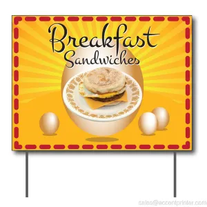 Breakfast Sandwiches Curbside Sign, 24"w x 18"h, Full Color Double Sided