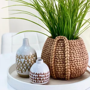 Cement Vase Rattan Design