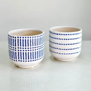 Ceramic Pot with Hand-painted Classic Blue Design