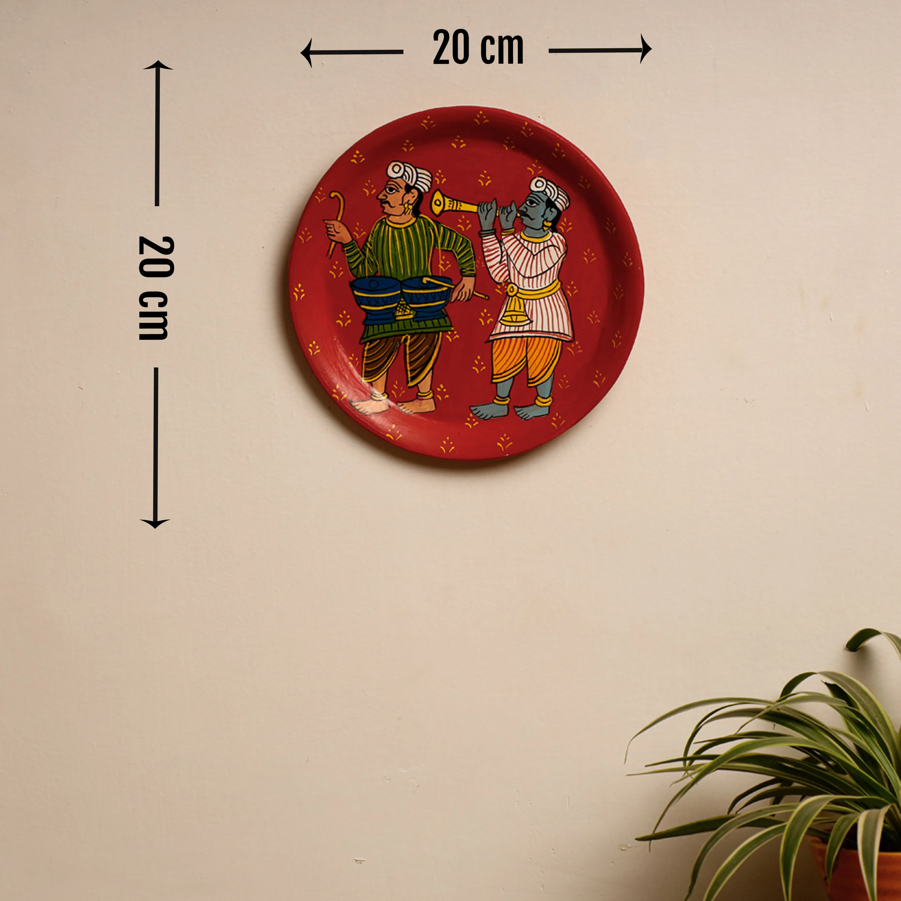 Cheriyal Handpainted Wooden Wall Frame by Dhanalakota Sai Kiran (8 x 8 in)