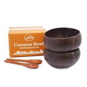 Coconut Shell Bowls & Spoon Set | Artisan Jumbo | 900 ml | Set of 2