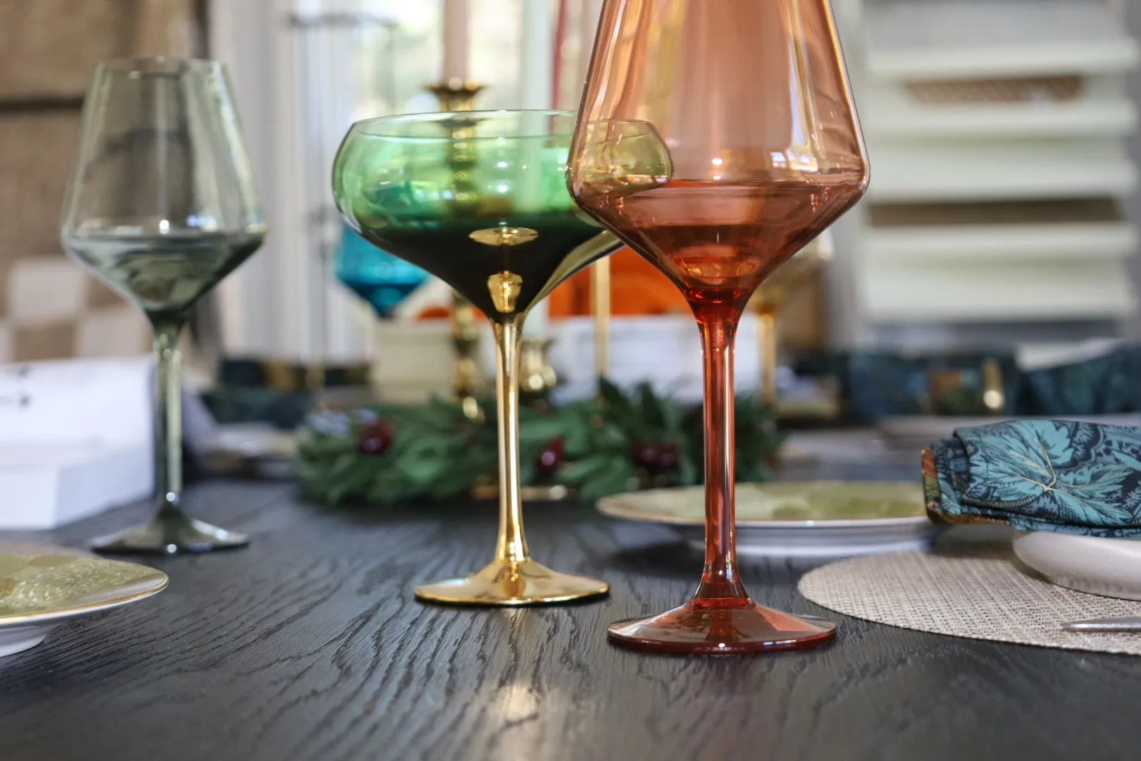 Colorful Gilded Coupe Glassware