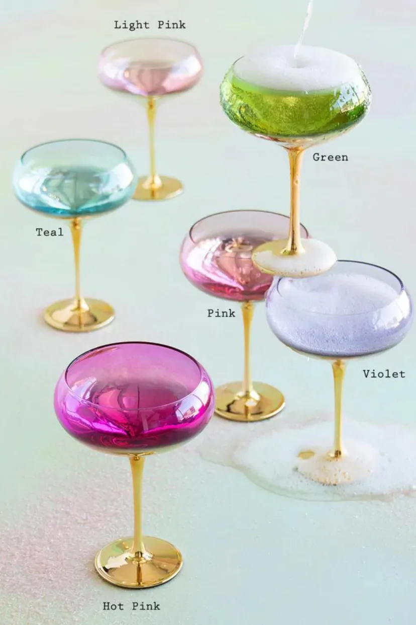 Colorful Gilded Coupe Glassware