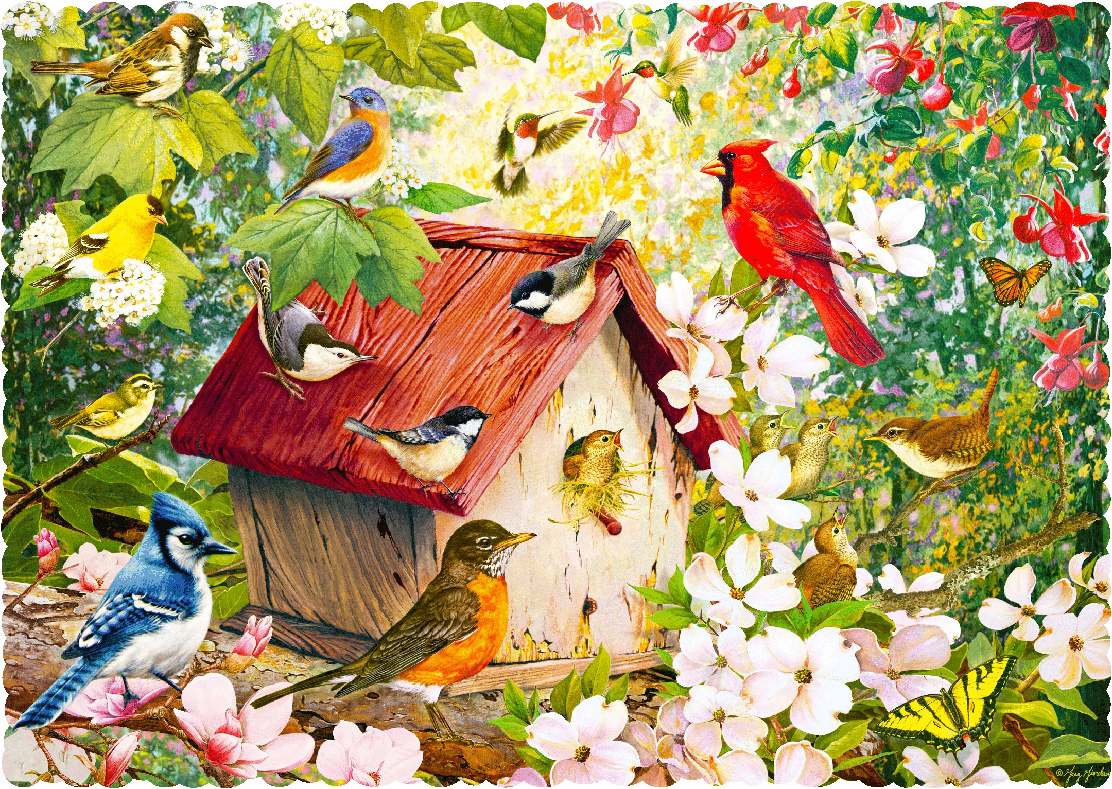 Countryside Birdhouse (476 Piece Wooden Jigsaw Puzzle)