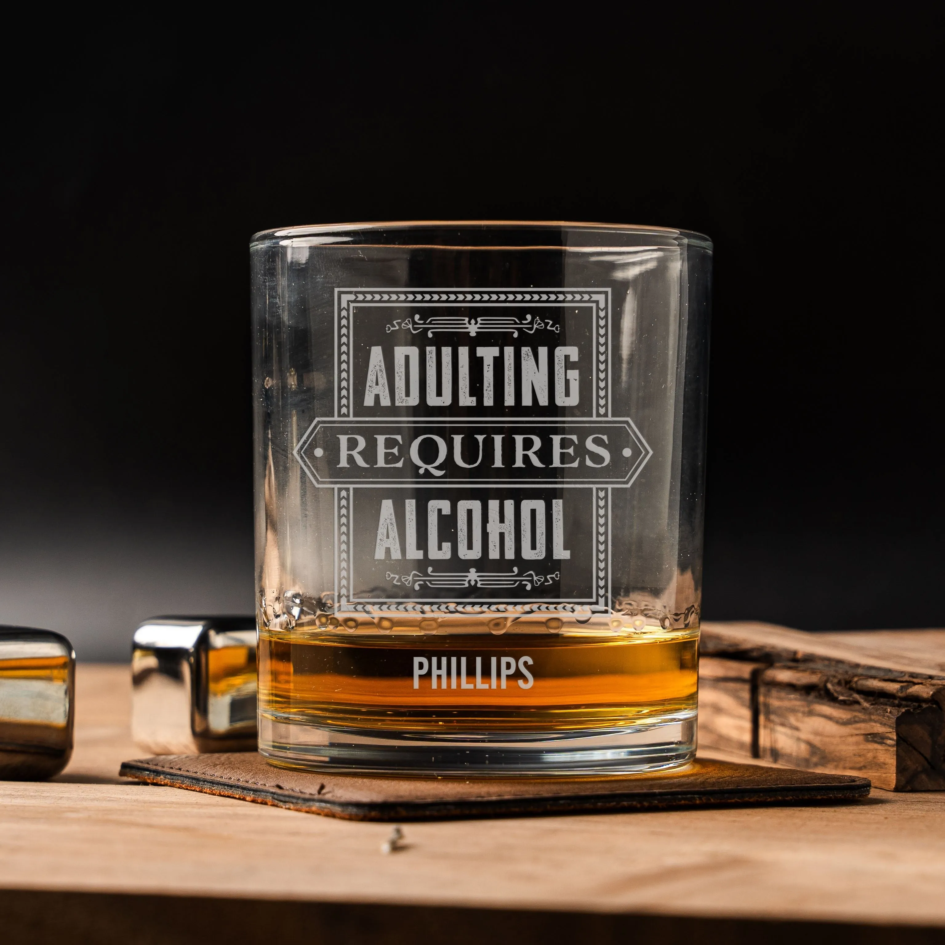 Custom Adulting Requires Alcohol Lowball Glasses