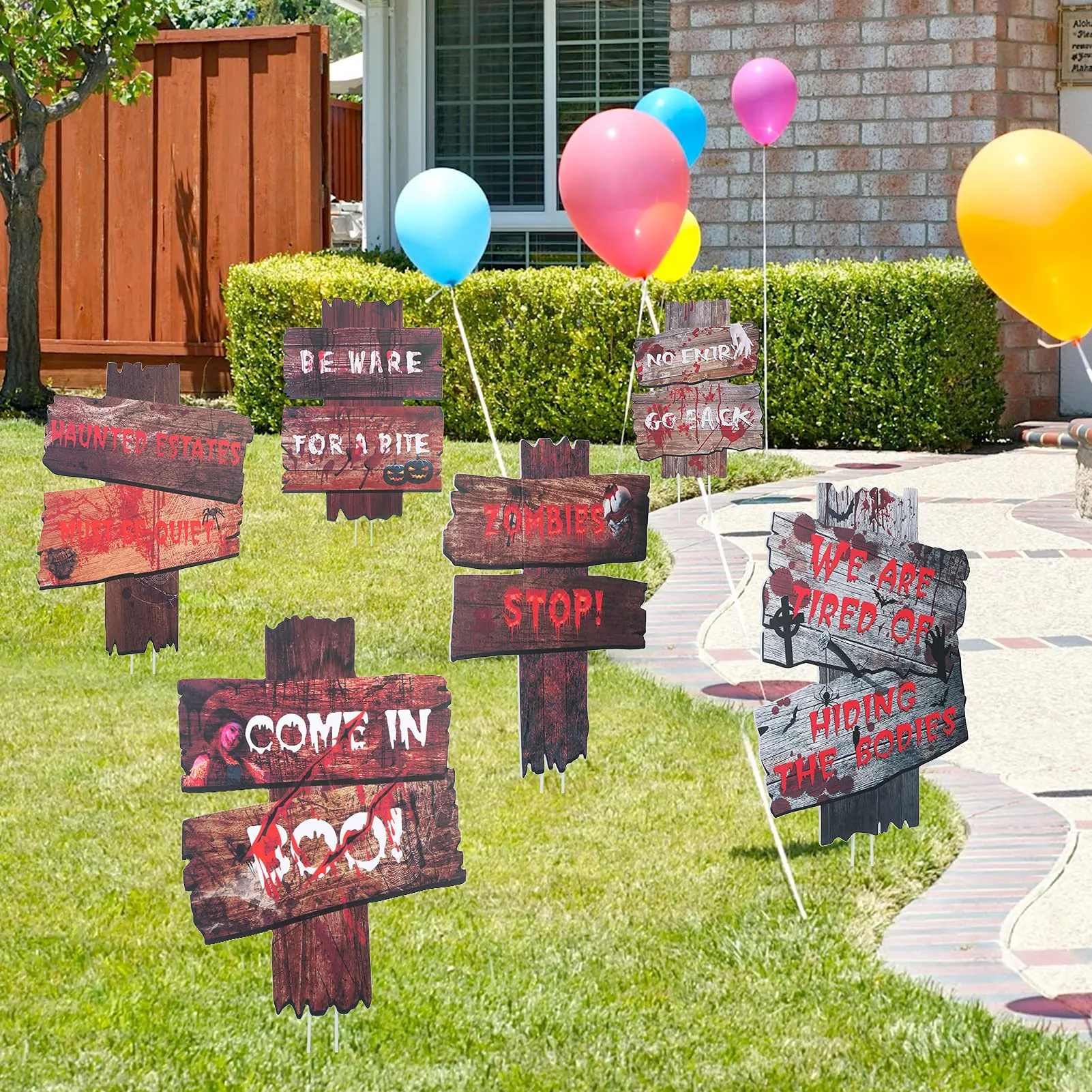 CYNDIE Halloween 6 Pack Beware Signs Yard Warning Signs