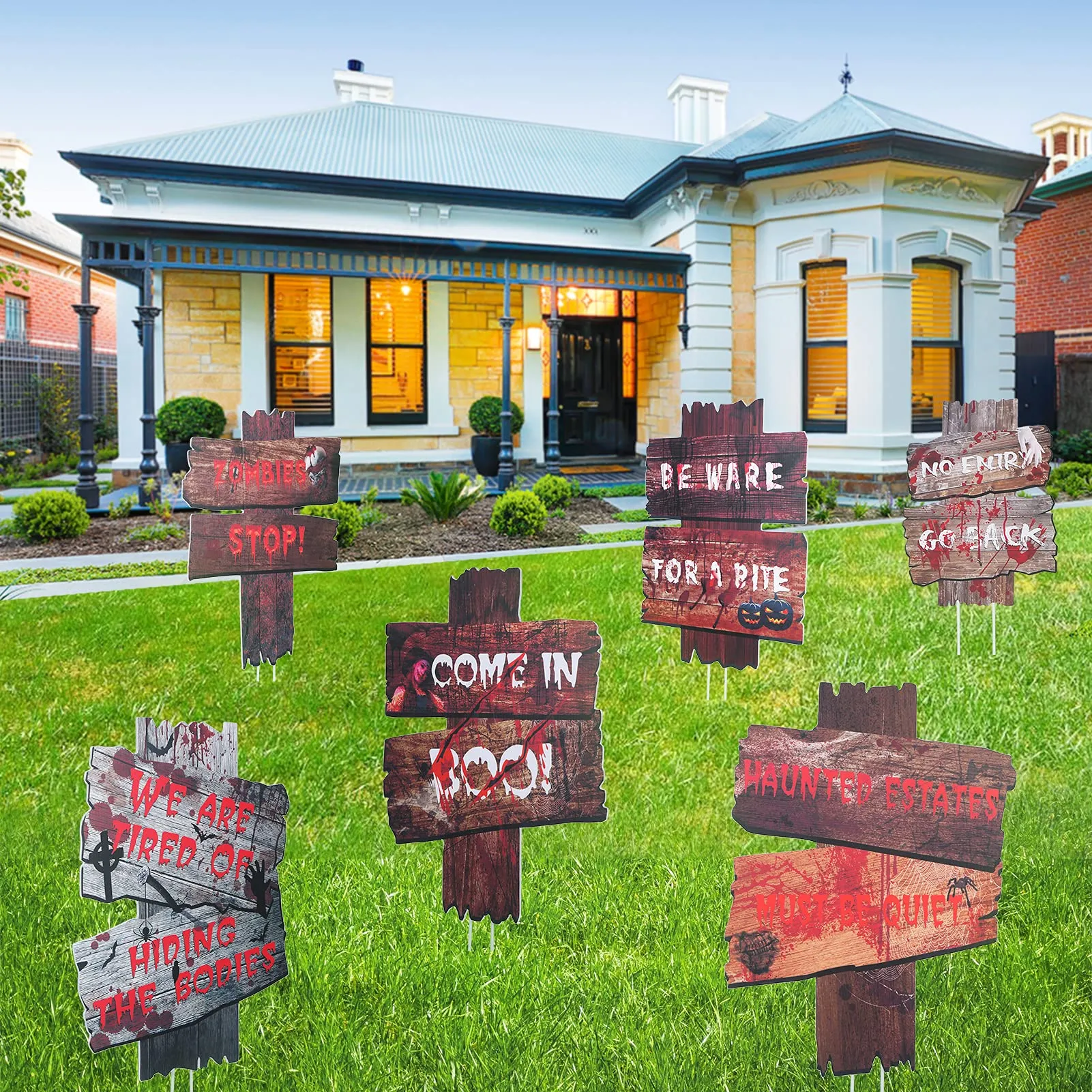 CYNDIE Halloween 6 Pack Beware Signs Yard Warning Signs