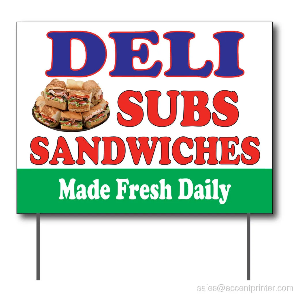 Deli Subs Sandwiches Curbside Sign, 24"w x 18"h, Full Color Double Sided