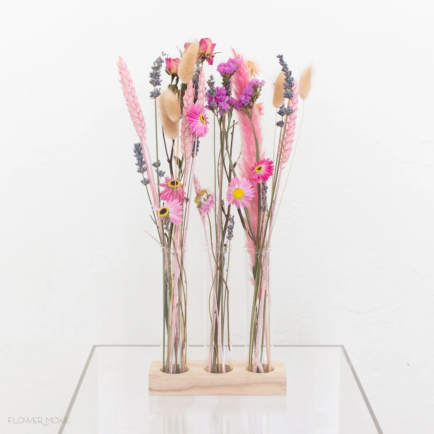 Dried Flower Bud Vase Set- Pink