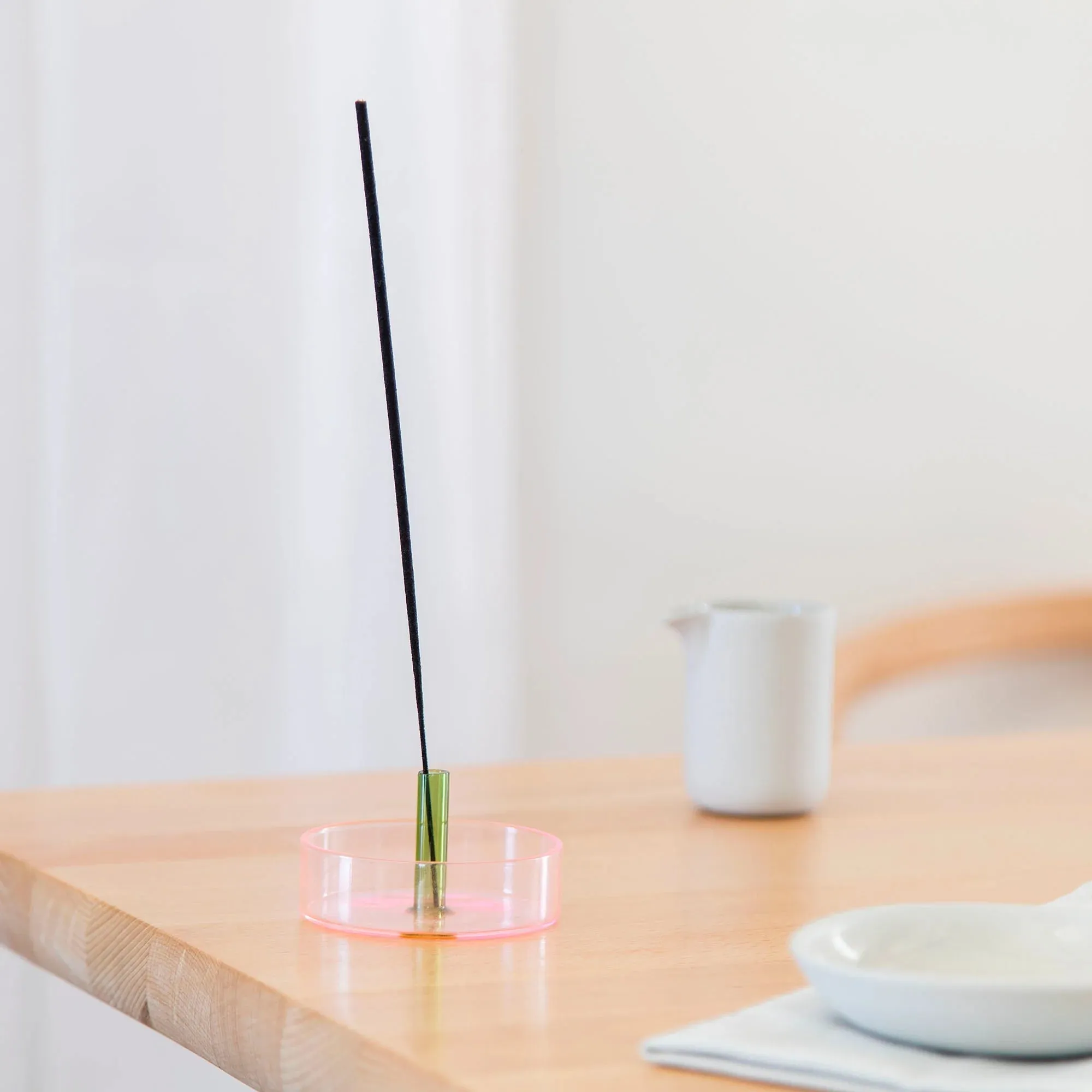 Dual Color Glass Incense Holder, Pink/Green