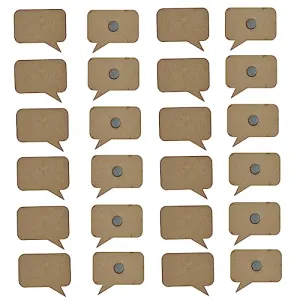 Ecomology Set of 50 (2.5 Inch) Message Box Shape Plain MDF Shaped Magnets with Magnets Already Fixed to It | Craft and Painting Activities | Wooden Sheet Craft, Decoupage, Resin Art Work & Decoration