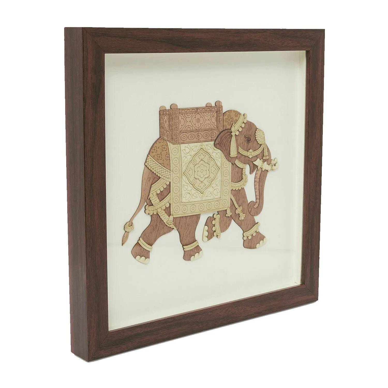 Elephant Wood Art Frame 10 in x 10 in