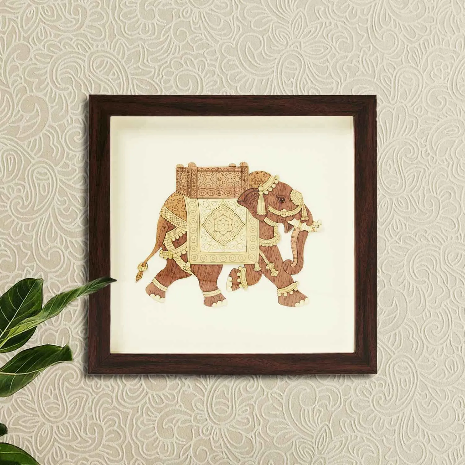 Elephant Wood Art Frame 10 in x 10 in