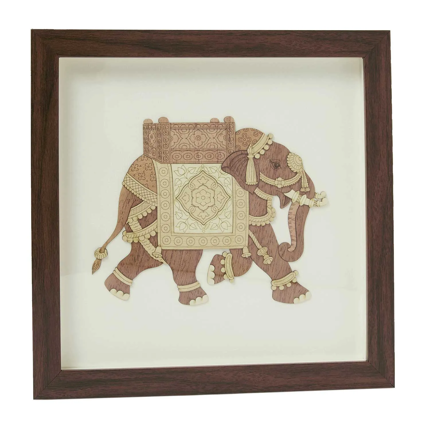 Elephant Wood Art Frame 10 in x 10 in