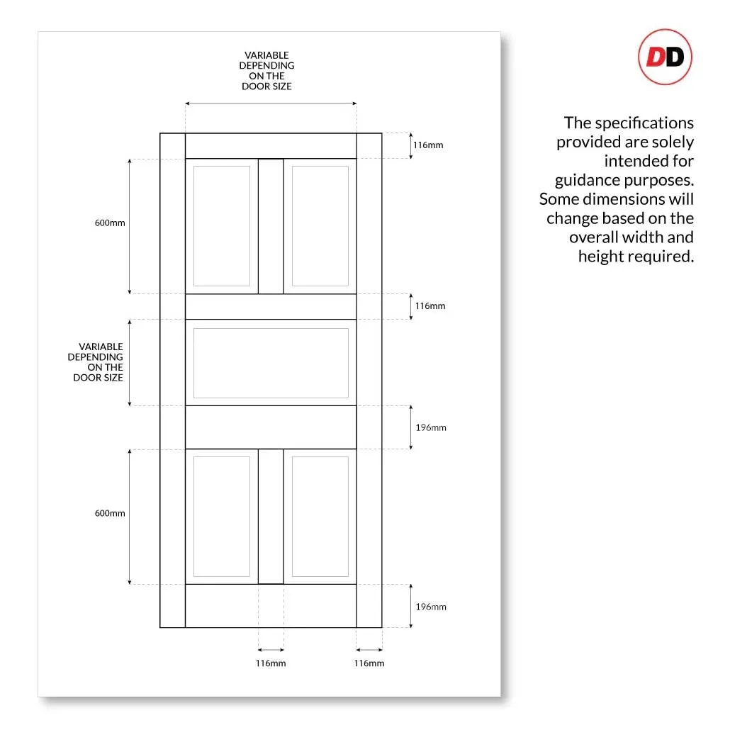 Exterior Arran Made to Measure 5 Panel Front Door - 57mm Thick - Six Colour Options