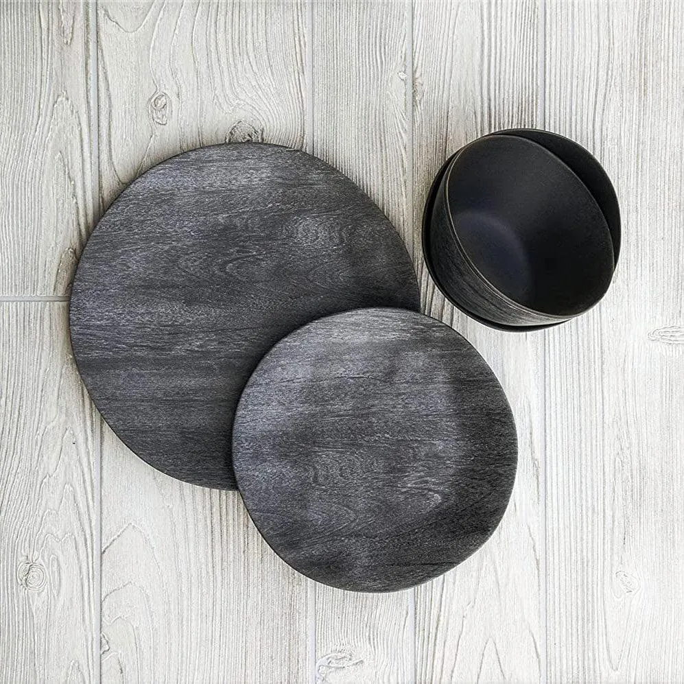 Faux Real Blackened Wood Low Bowl