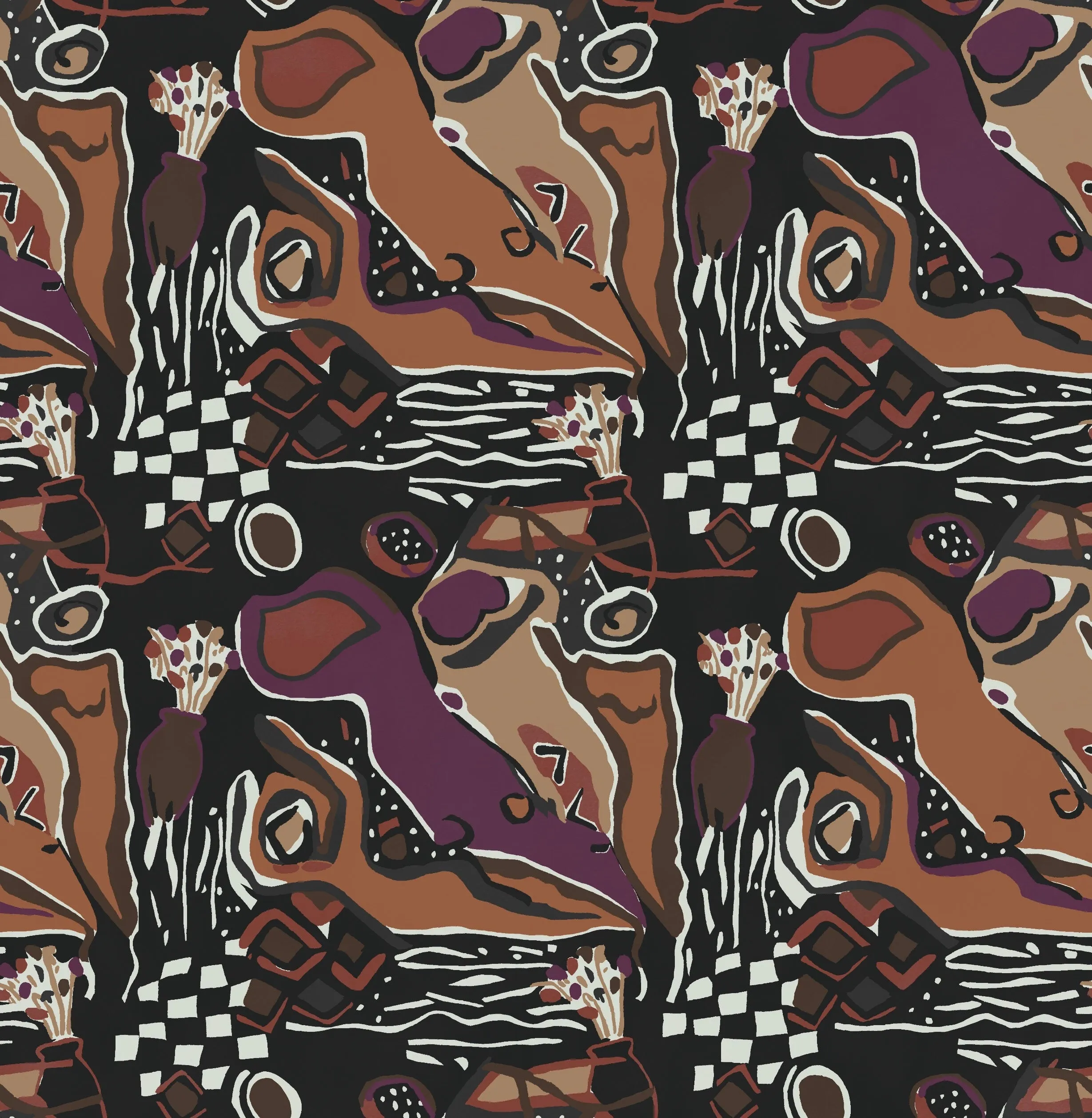 Figurines Wallpaper - Aubergine   Toffee