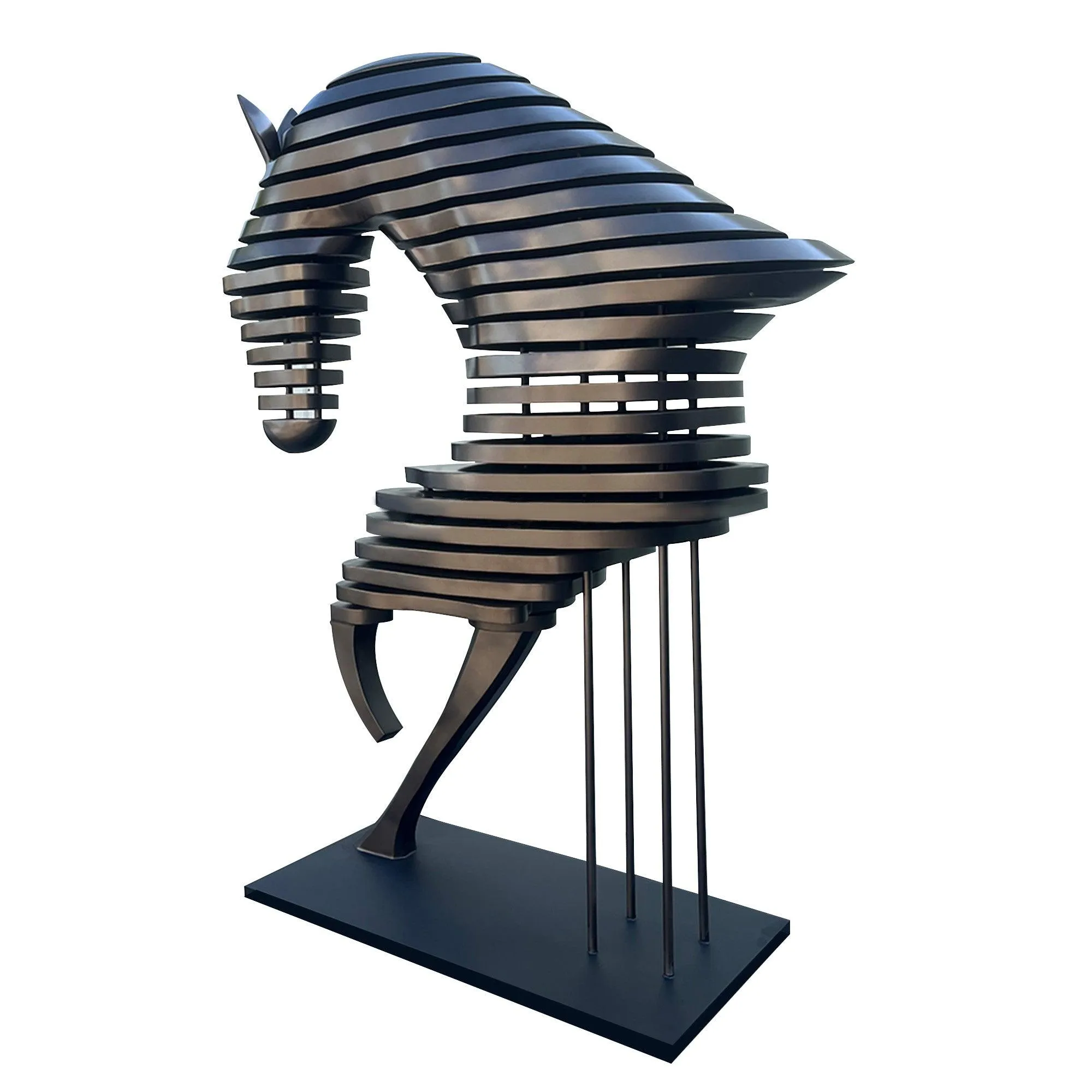 FINEST Abstract Stainless Steel Half-Body Horse Modernist Sculpture FS-006