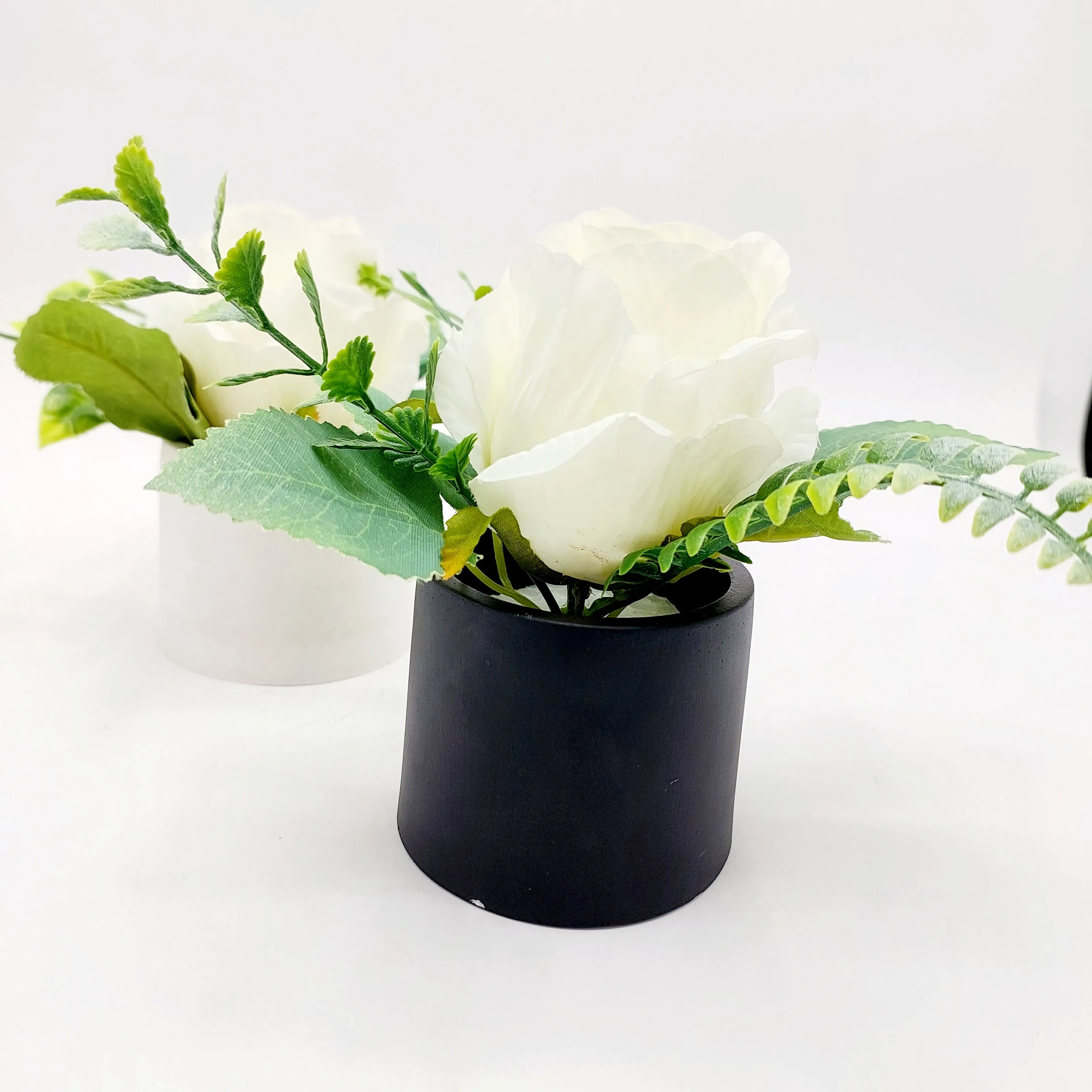 Flowers With Pots - White Rose - Him & Her - Set of 2