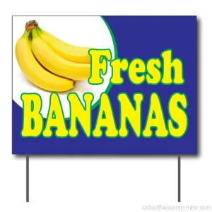 Fresh Bananas Curbside Sign, 24"w x 18"h, Full Color Double Sided