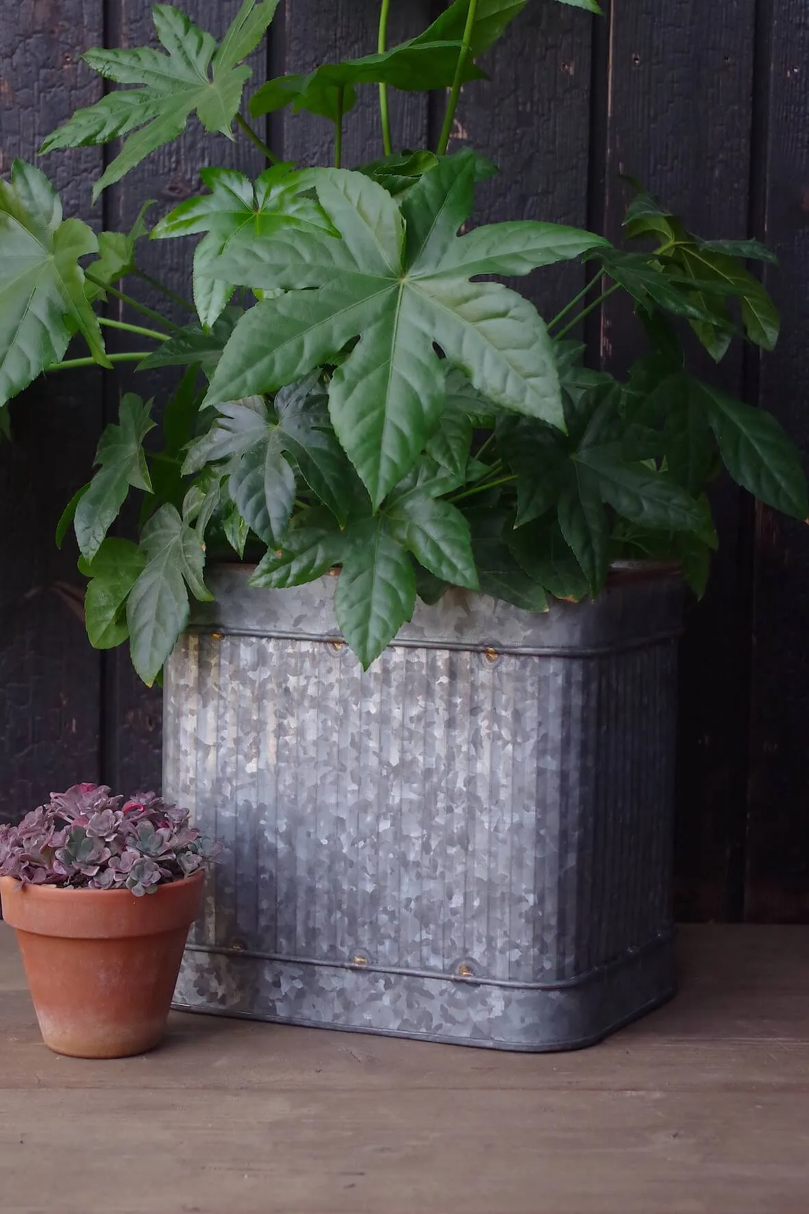 Galvanised Fluted Small Rectangular Planter