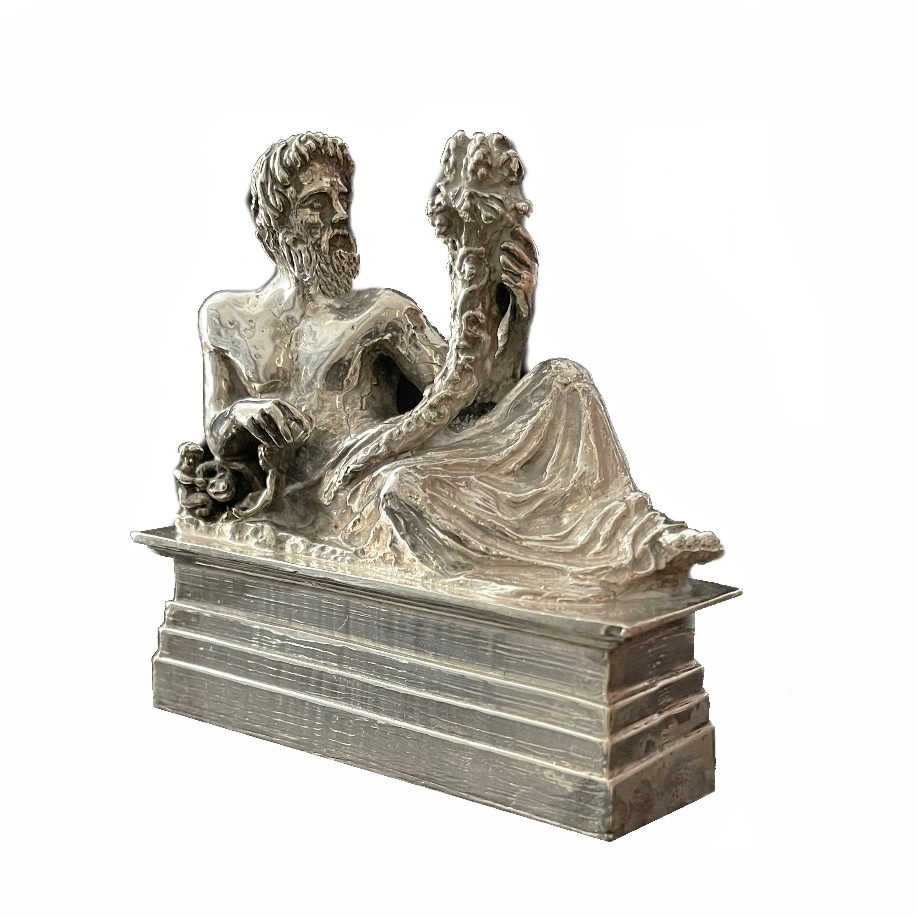 God Tiber Sterling with horn of plenty silver replica statue located in the Capitoline hill