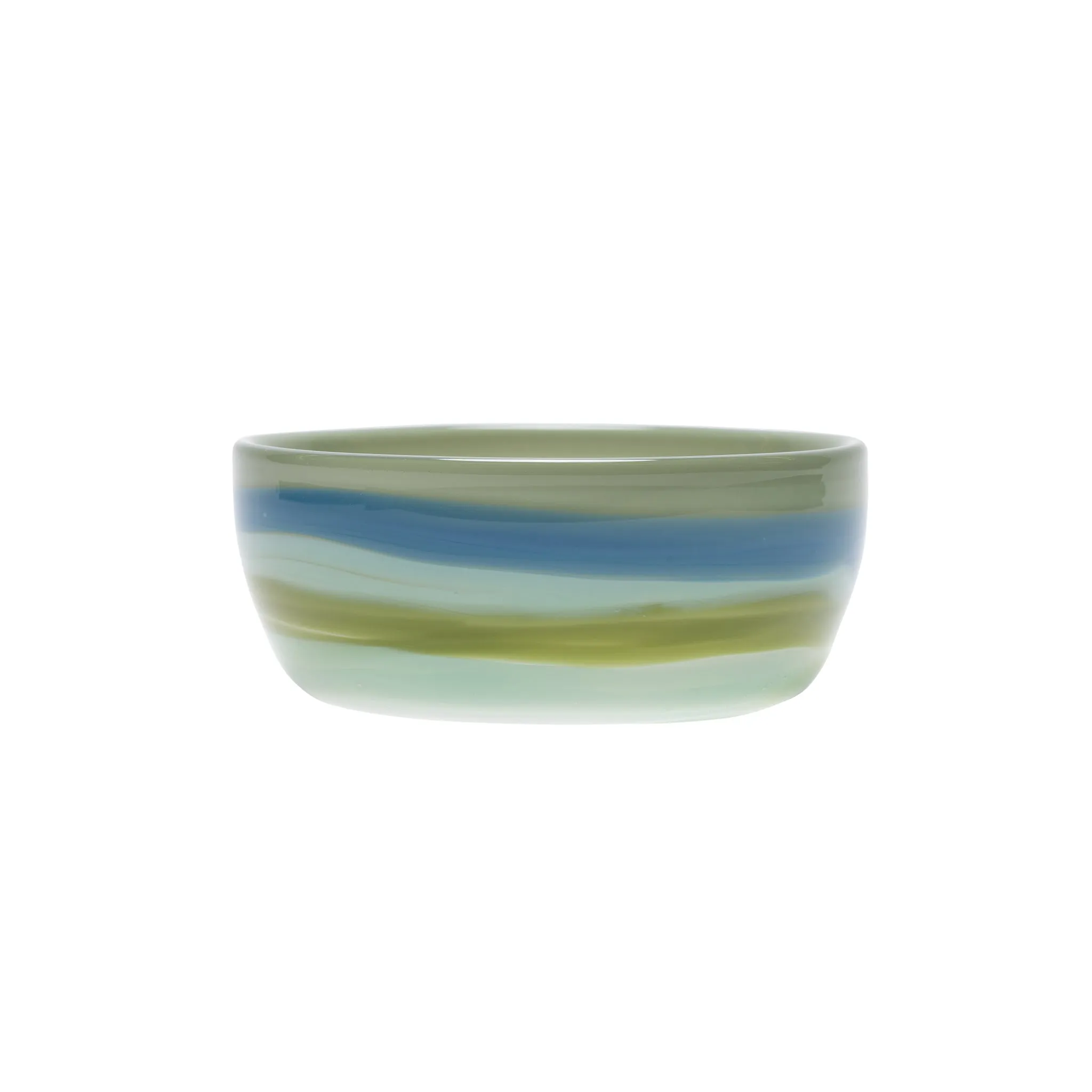 Grey Bowl with Blue, Seafoam and Pistachio Strokes