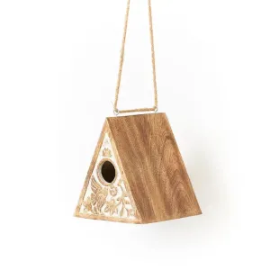 Hand Carved Aashiyana Hanging Wood Birdhouse