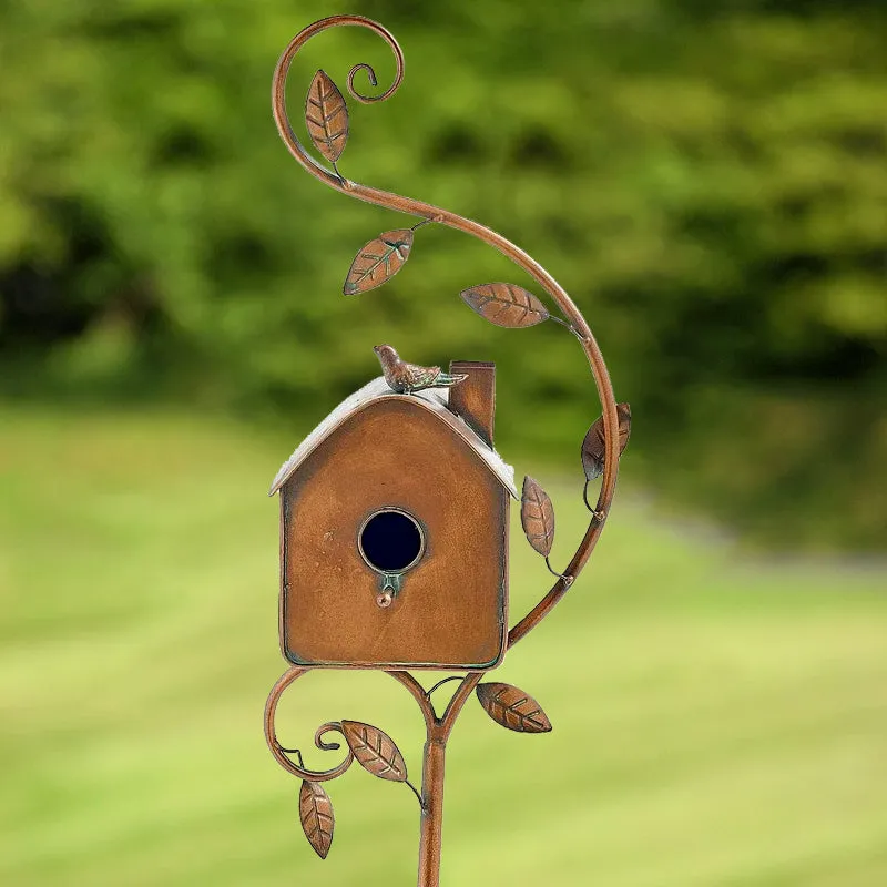 Handmade Metal Birdhouse Garden Stakes