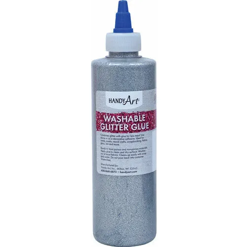 Handy Art® Washable Glitter Glue, 8 oz., Silver