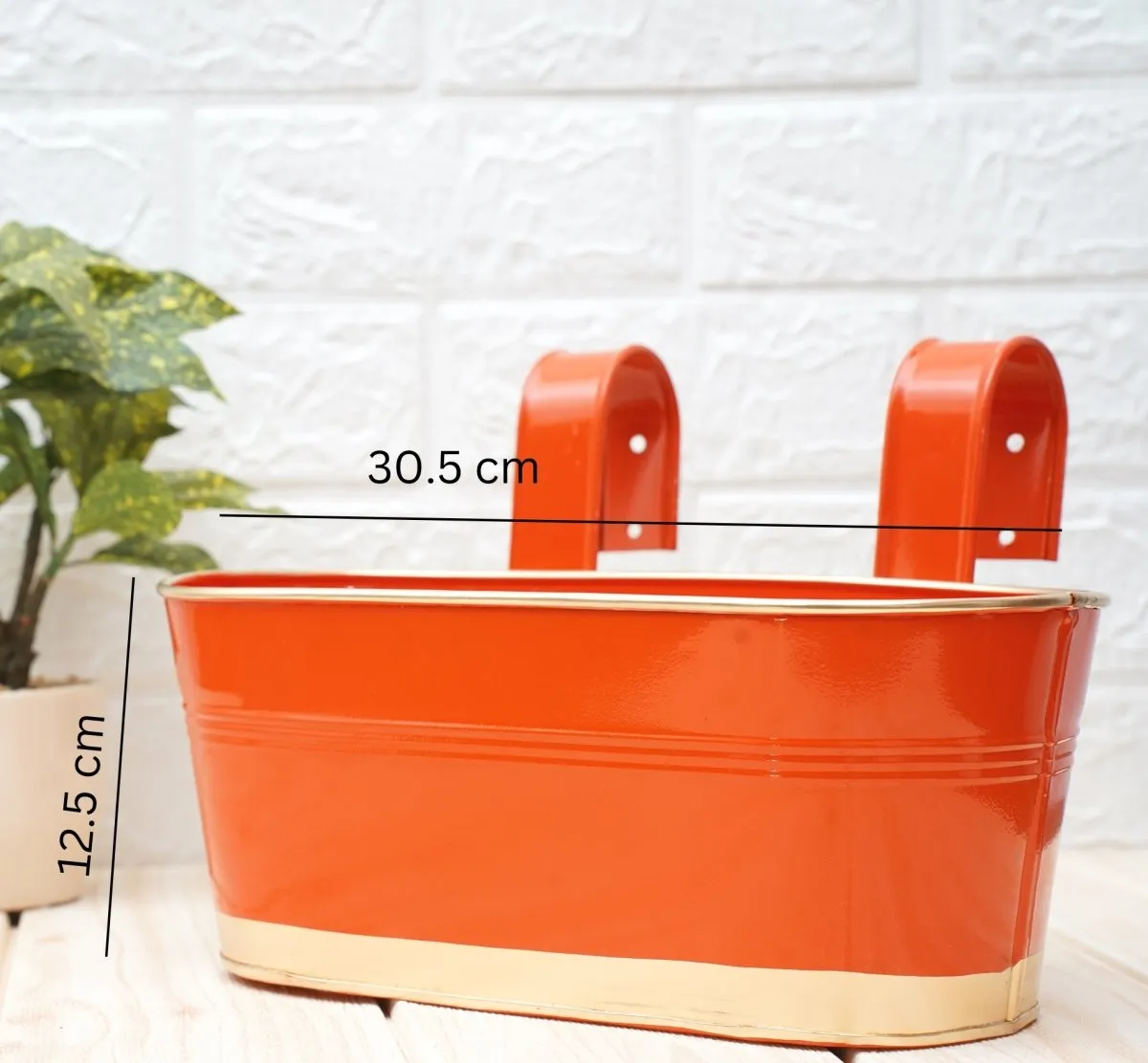 Hanging Pots For Plants Balcony Railing (Orange - Pack6)