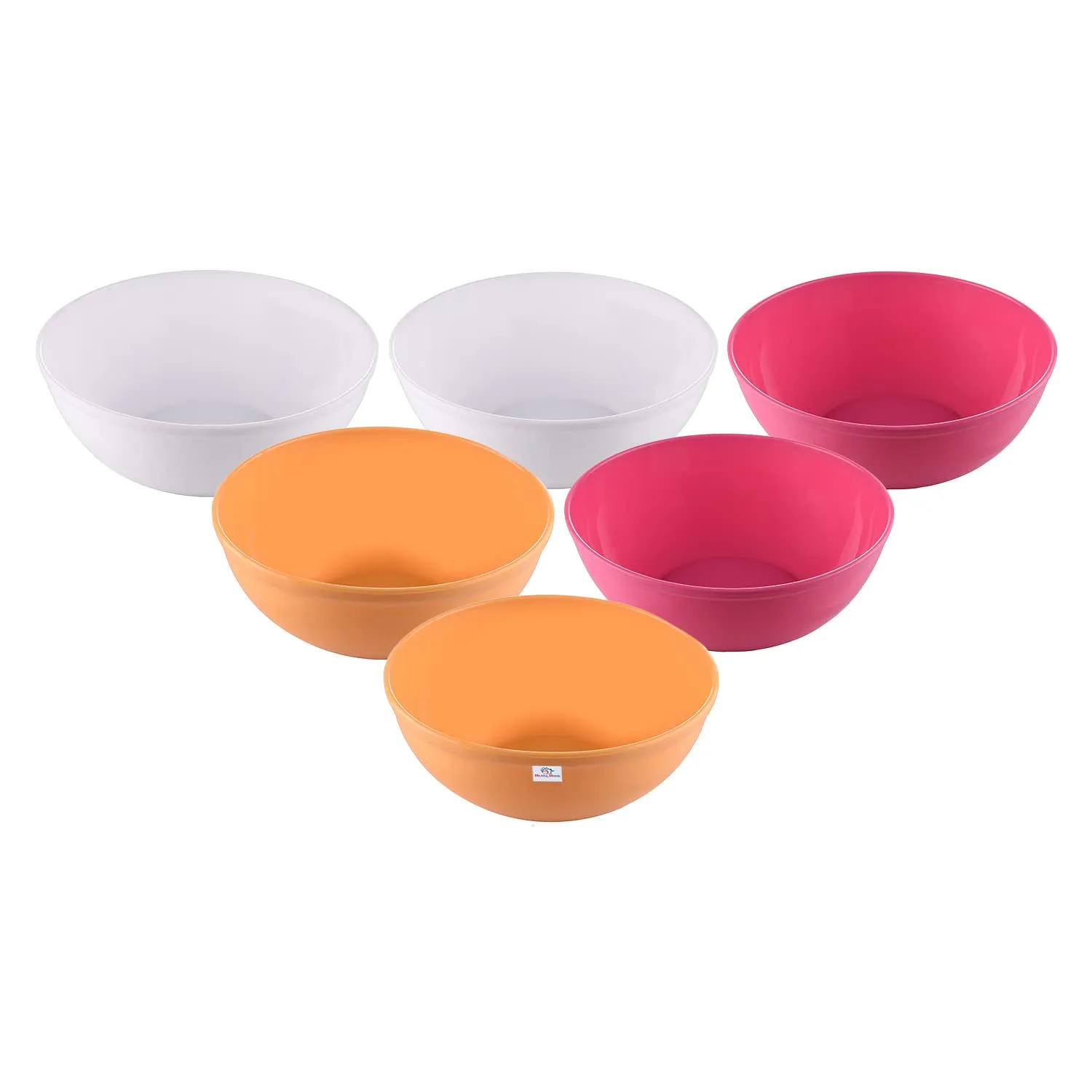 Heart Home Bowls|Plastic Dishwasher Safe Bowl|Multipurpose Serving Bowls|Bowls for Kitchen|Microwave Safe Bowls for Salad|Soup|Pasta|1500 ML|Pack of 6 (Multicolor)