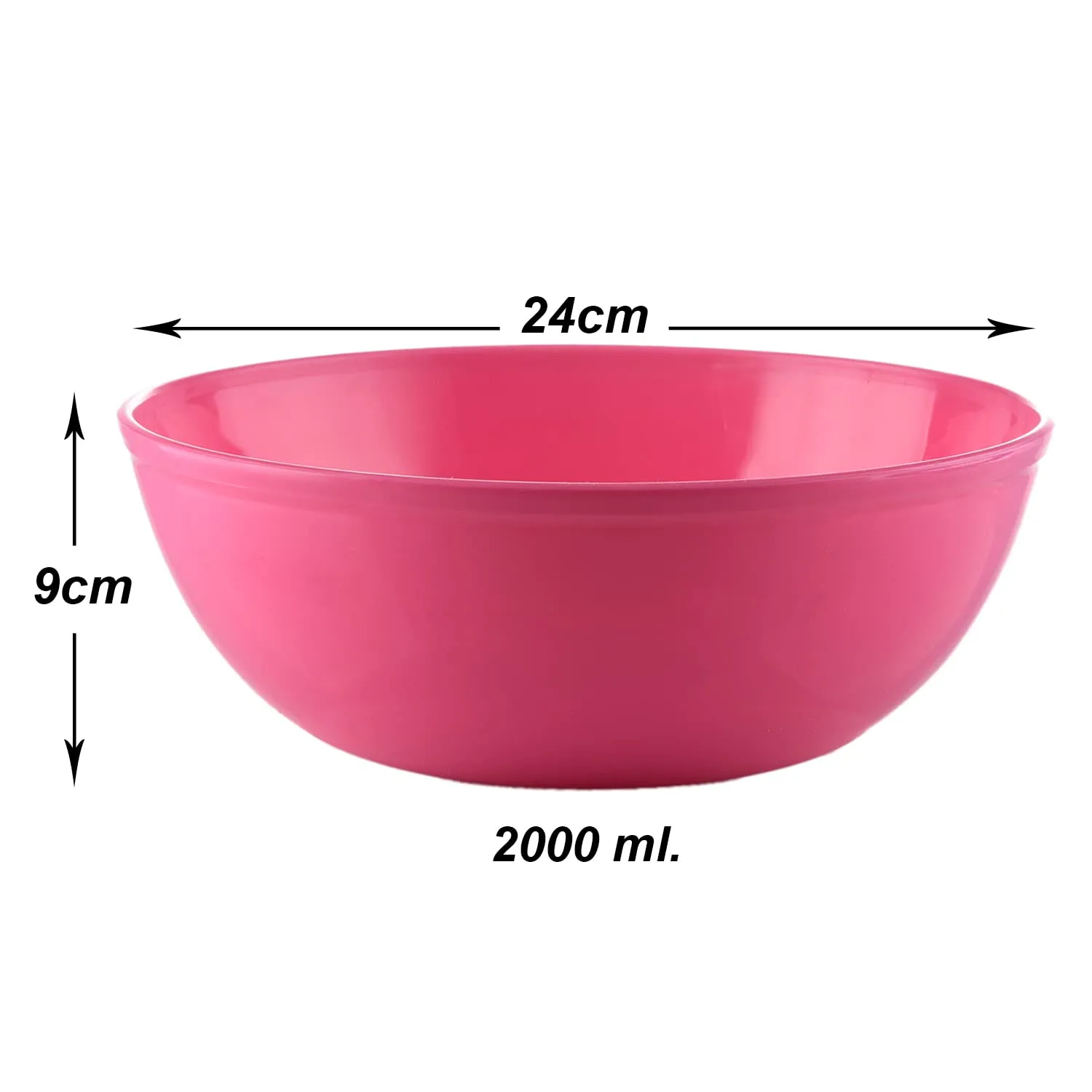 Heart Home Bowls|Plastic Dishwasher Safe Bowl|Multipurpose Serving Bowls|Bowls for Kitchen|Microwave Safe Bowls for Salad|Soup|Pasta|2000 ML|Pack of 2 (Pink)